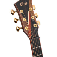 Cort OM Body Masterpiece Series Abstract Delta Acoustic-Electric Guitar With Hard Case, Natural Glossy