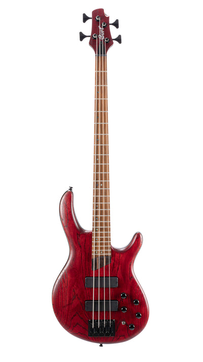 Cort B4ELEMENTOPBR Artisan Series B4 Element Bass Guitar, Open Pore Burgandy Red