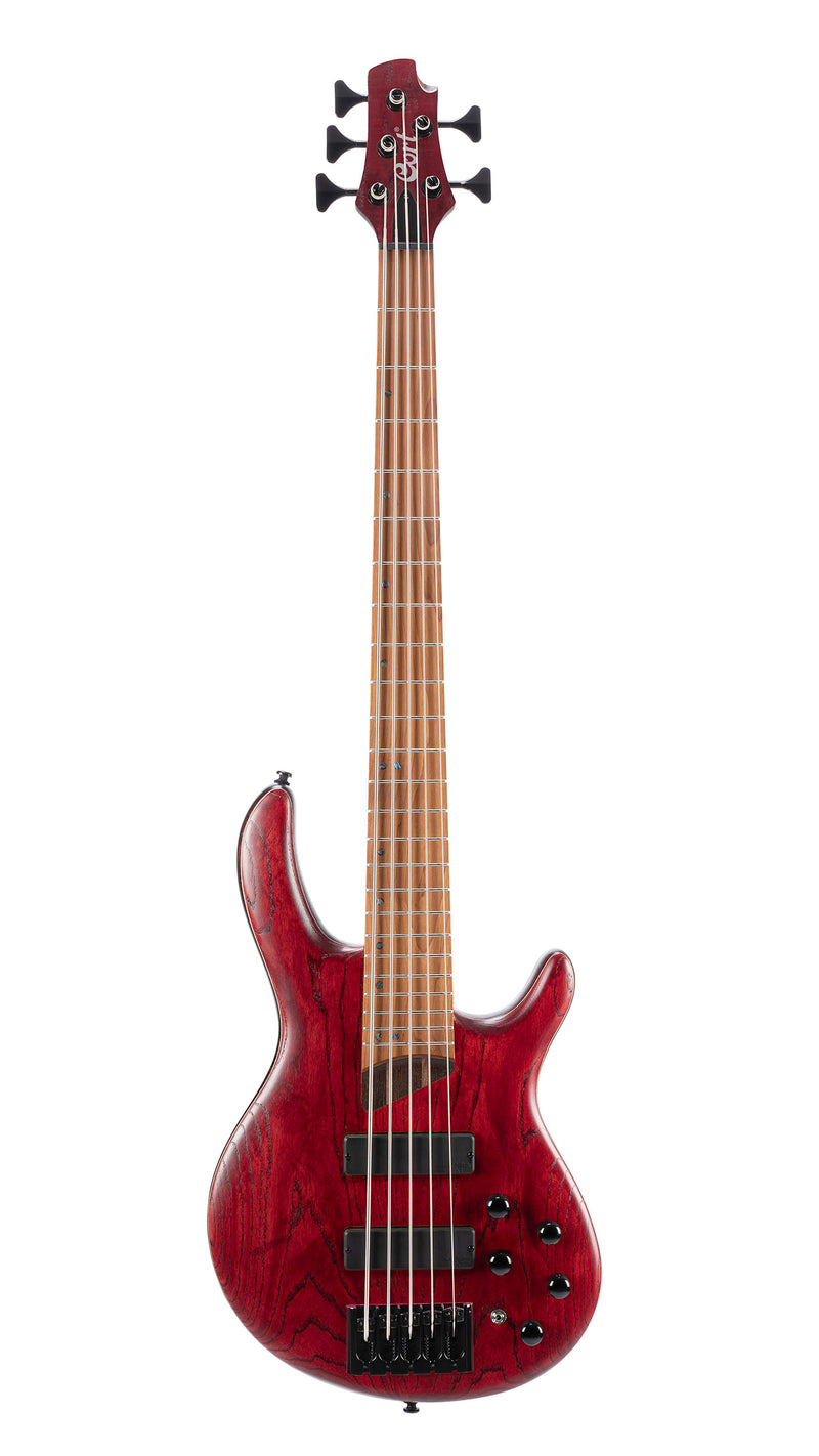 Cort B5ELEMENTOPBR Artisan Series B5 Element 5 String Bass Guitar, Open Pore Burgandy Red