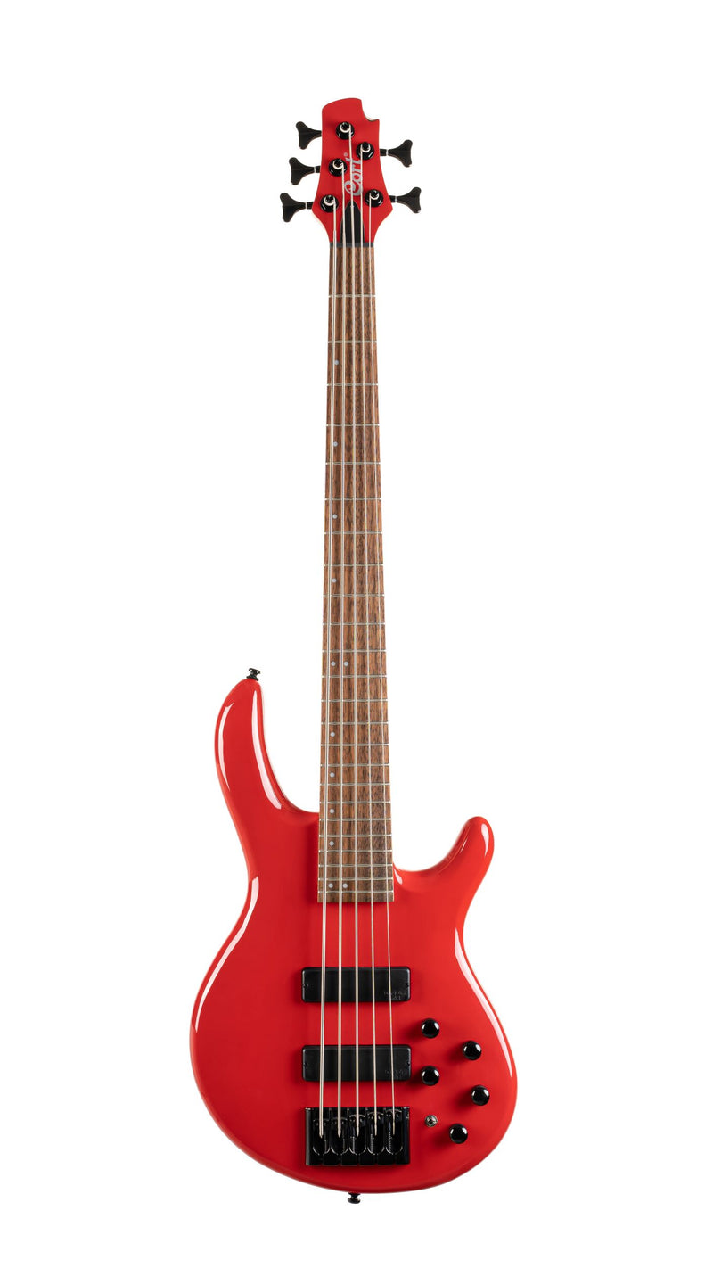 Cort C5DELUXECRD Artisan Series C5 Deluxe Bass Guitar (5 String), Candy Red