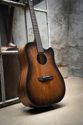 Cort COREDCOPBB Core-DC Series Dreadnought Cutaway Acoustic-Electric Guitar, Open Pore Black Burst With Case