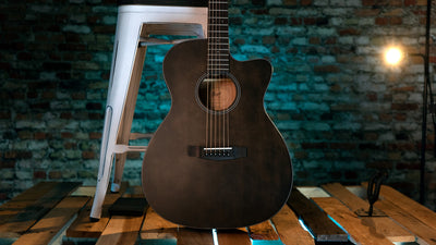 Cort OM Core Series Spruce Acoustic-Electric Guitar, Open Pore Trans Black With Deluxe Soft Side Case