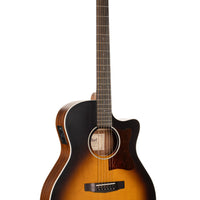 Cort GA1EOPSB Grand Regal Series GA1E Acoustic-Electric Guitar, Open Pore Sunburst