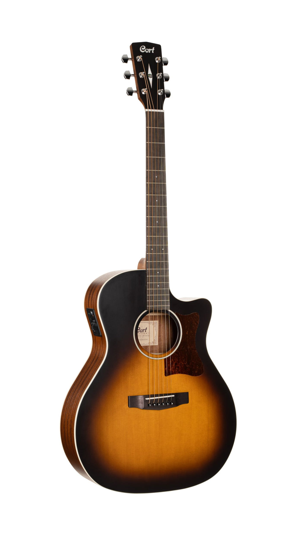 Cort GA1EOPSB Grand Regal Series GA1E Acoustic-Electric Guitar, Open Pore Sunburst