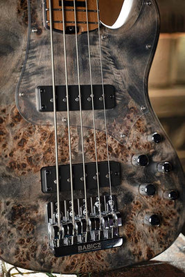 Cort GB Series Modern 5 String Bass Guitar, Open Pore Charcoal Grey