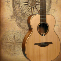 LAG Travel-RC Tramontane Acoustic Travel Guitar, Red Cedar