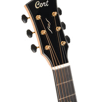 Cort GOLDPASSION Gold Series Gold Passion Modern Concert Acoustic-Electric Guitar with Hard Case, Natural Glossy