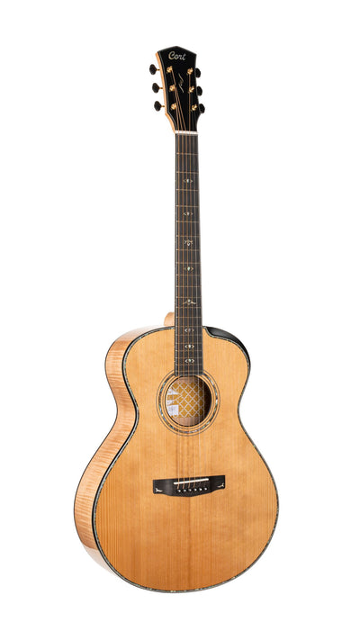 Cort GOLDPASSION Gold Series Gold Passion Modern Concert Acoustic-Electric Guitar with Hard Case, Natural Glossy