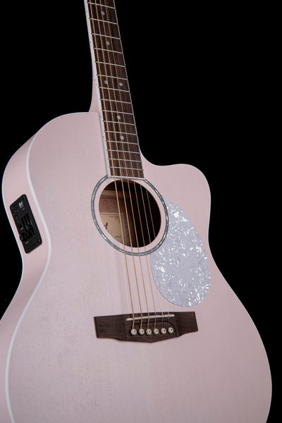 Cort Jade Series Acoustic-Electric Cutaway Guitar, Pastel Pink Open Pore