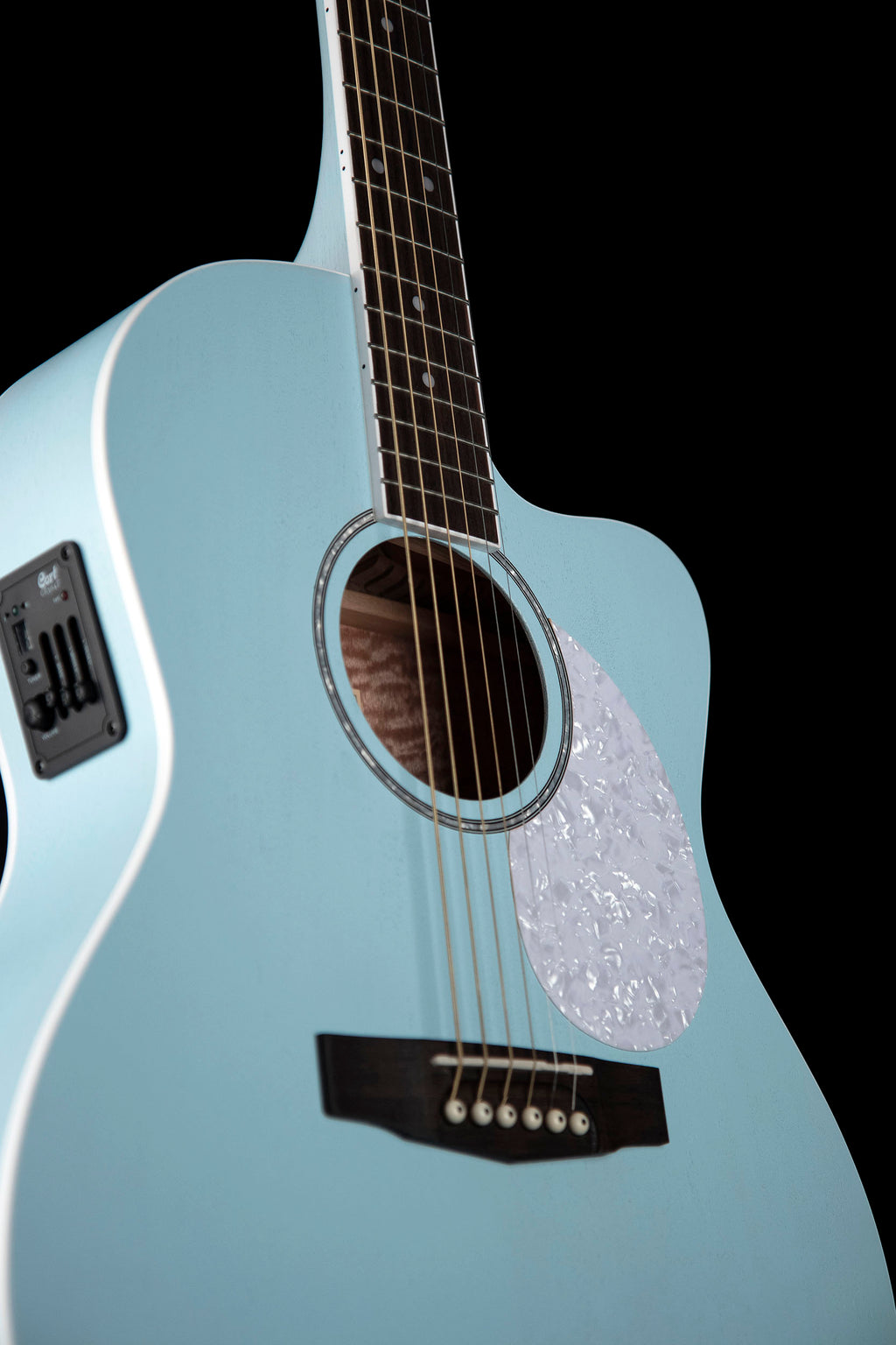 Cort Jade Series Acoustic Electric Cutaway Guitar, Sky Blue Open Pore