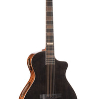 Cort MODERNBLACK Masterpiece Series Modern Concert Black Acoustic-Electric Guitar With Hard Case, Trans Black Gloss