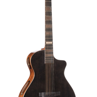 Cort MODERNBLACK Masterpiece Series Modern Concert Black Acoustic-Electric Guitar With Hard Case, Trans Black Gloss