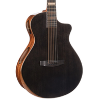 Cort MODERNBLACK Masterpiece Series Modern Concert Black Acoustic-Electric Guitar With Hard Case, Trans Black Gloss