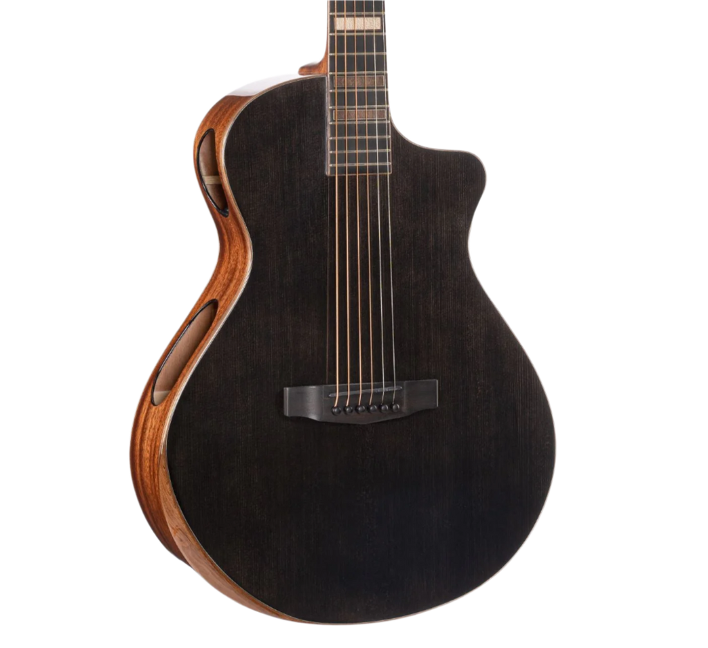 Cort MODERNBLACK Masterpiece Series Modern Concert Black Acoustic-Electric Guitar With Hard Case, Trans Black Gloss