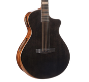 Cort MODERNBLACK Masterpiece Series Modern Concert Black Acoustic-Electric Guitar With Hard Case, Trans Black Gloss