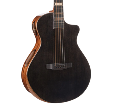 Cort MODERNBLACK Masterpiece Series Modern Concert Black Acoustic-Electric Guitar With Hard Case, Trans Black Gloss