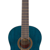 Valencia VC204TBU 200 Series Classical Guitar, Transparent Blue