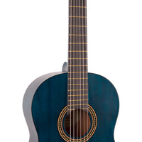 Valencia VC204TBU 200 Series Classical Guitar, Transparent Blue