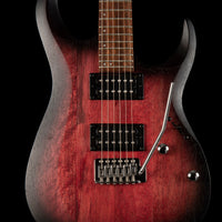 Cort X100OPBB X Series 100 Double Cutaway Electric Guitar, Open Pore Black Cherry Burst