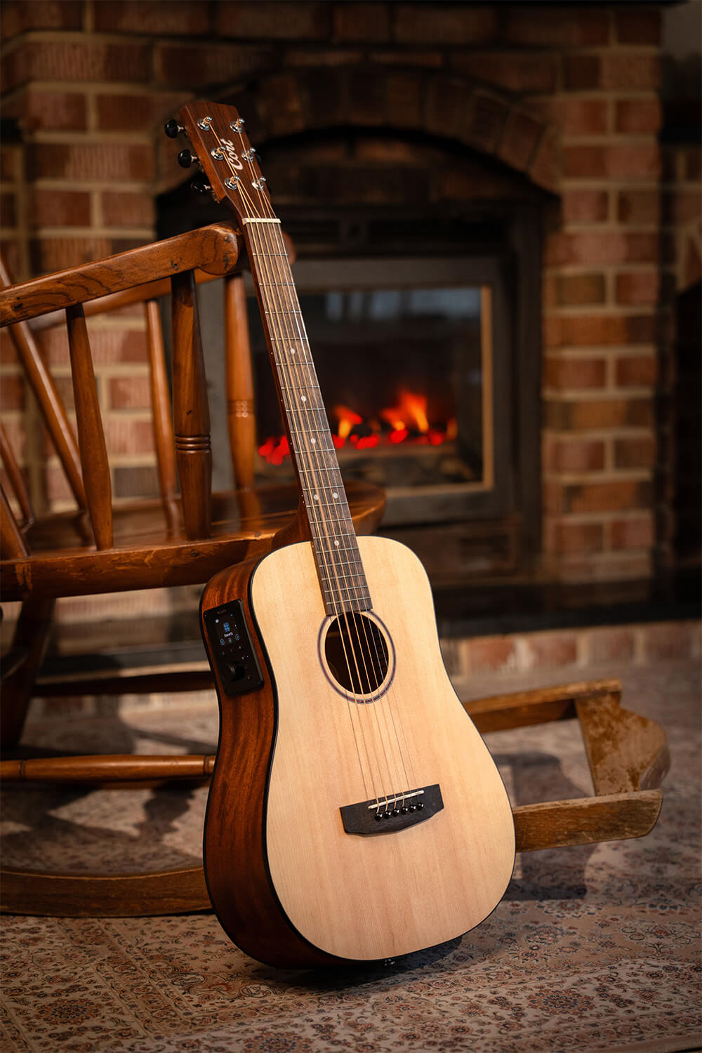 Cort EARTHGO Earth Series Go HyVibe Acoustic Electric-Guitar, Open Pore Natural with Gig Bag