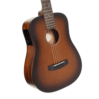 Cort EARTHGO Earth Series Go HyVibe Acoustic-Electric Guitar, Open Pore Brown Burst With Gig Bag