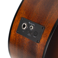 Cort EARTHGO Earth Series Go HyVibe Acoustic-Electric Guitar, Open Pore Brown Burst With Gig Bag