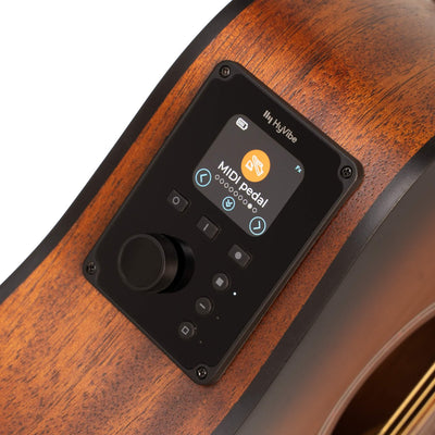 Cort EARTHGO Earth Series Go HyVibe Acoustic-Electric Guitar, Open Pore Brown Burst With Gig Bag