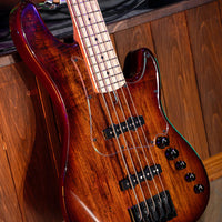 Cort GBFUSION5ABB GB Series Fusion 5 String Bass Guitar, Antique Brown Burst