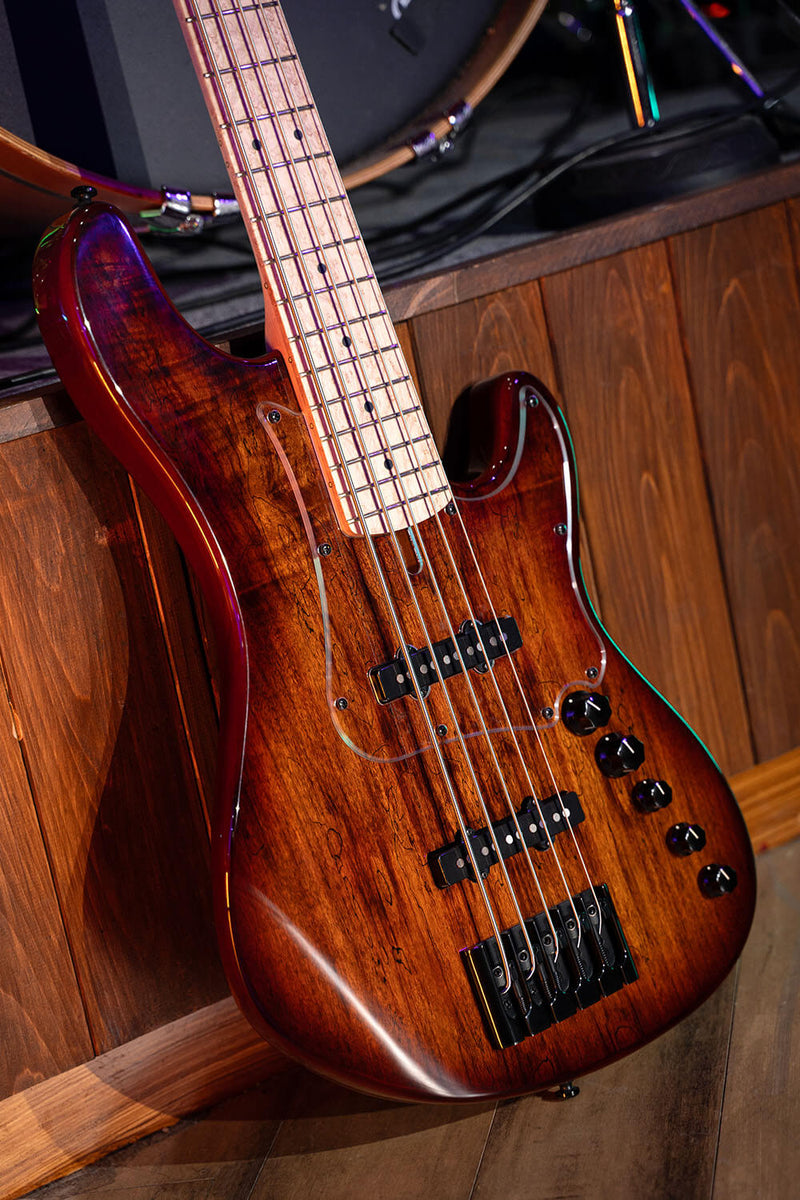 Cort GBFUSION5ABB GB Series Fusion 5 String Bass Guitar, Antique Brown Burst