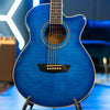 Washburn EA15 Festival Series Mini Jumbo Cutaway Acoustic-Electric Guitar, Trans Blue