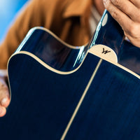 Washburn EA15 Festival Series Mini Jumbo Cutaway Acoustic-Electric Guitar, Trans Blue