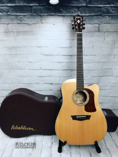 Washburn Heritage HD100SWCEK 6-string Dreadnought Cutaway Acoustic Guitar with Hardshell Case