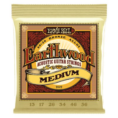 Ernie Ball Medium Earthwood 80/20 Bronze Acoustic Guitar Strings, 13-56 Gauge