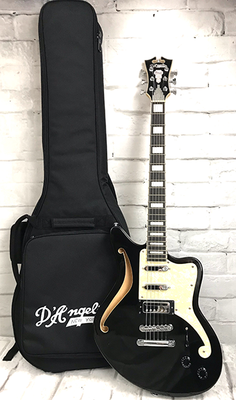 D'Angelico Premier Bedford SH Basswood Electric Guitar with Gig Bag, Black Flake