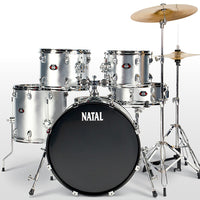 Natal 5 Piece DNA UF22 Starter Drum Set/Kit, Silver