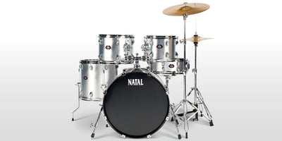 Natal 5 Piece DNA UF22 Starter Drum Set/Kit, Silver
