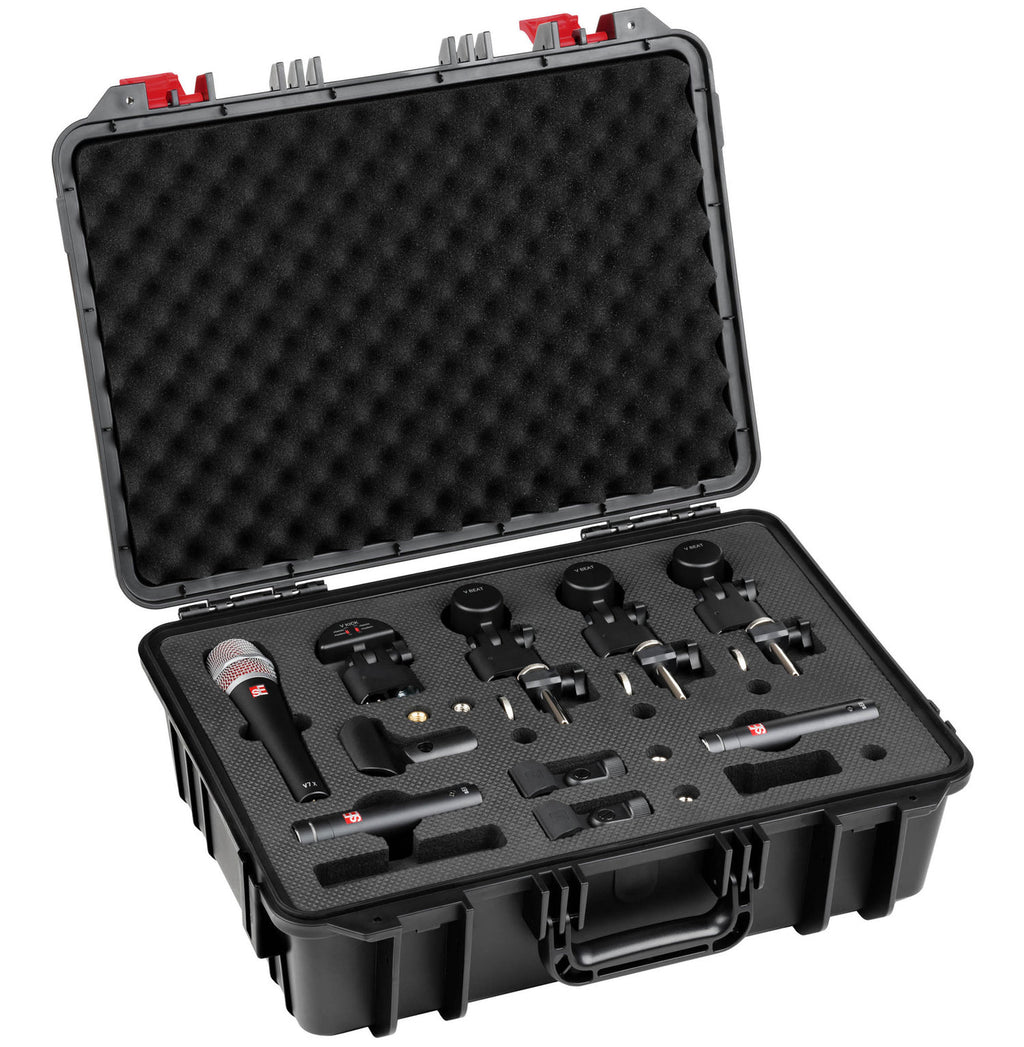 sE Electronics V PACK ARENA 7-Piece Drum Microphone Kit, Includes V KICK, 3x V Beat, 2x SE8, V7 X Microphone and Case