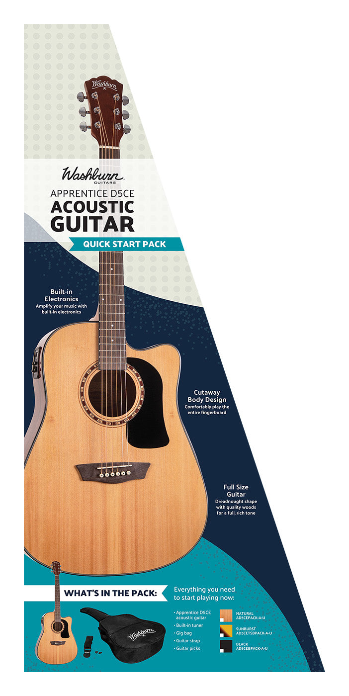 Washburn AD5CEPACK-A Apprentice Dreadnought Acoustic-Electric Guitar Pack