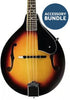 Washburn Mandolin Pack with A-style mandolin, gig bag, pitch pipe, strap, picks, & booklet.