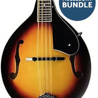 Washburn Mandolin Pack with A-style mandolin, gig bag, pitch pipe, strap, picks, & booklet.