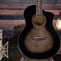 Washburn VITE S9V Bella Tono Studio Cutaway Acoustic-Electric Guitar, Gloss Charcoal Burst