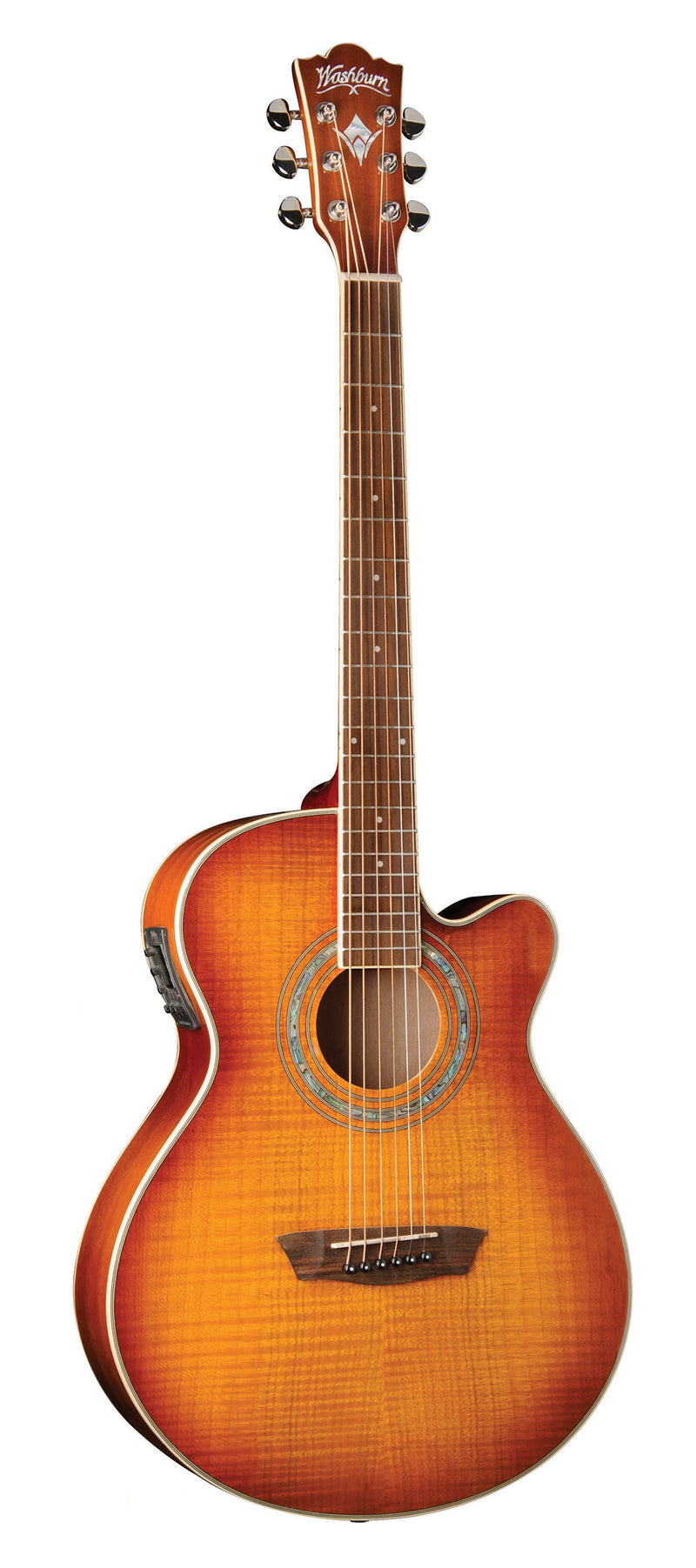 Washburn Festival EA15 Mini-Jumbo Acoustic-Electric Guitar, Ice Tea Burst