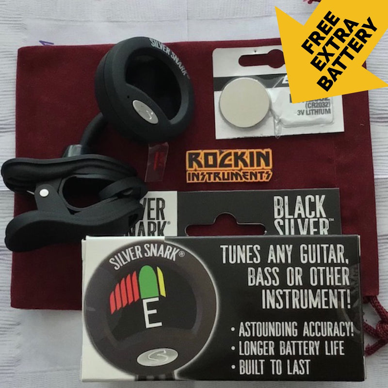 Snark Tuner Black Silver Chromatic All Instrument Tuner with Extra Battery