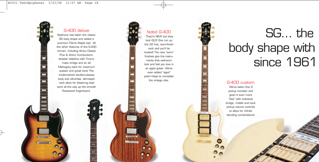 2006 Epiphone SG Faded G-400 6 String Electric Guitar, Worn Brown With