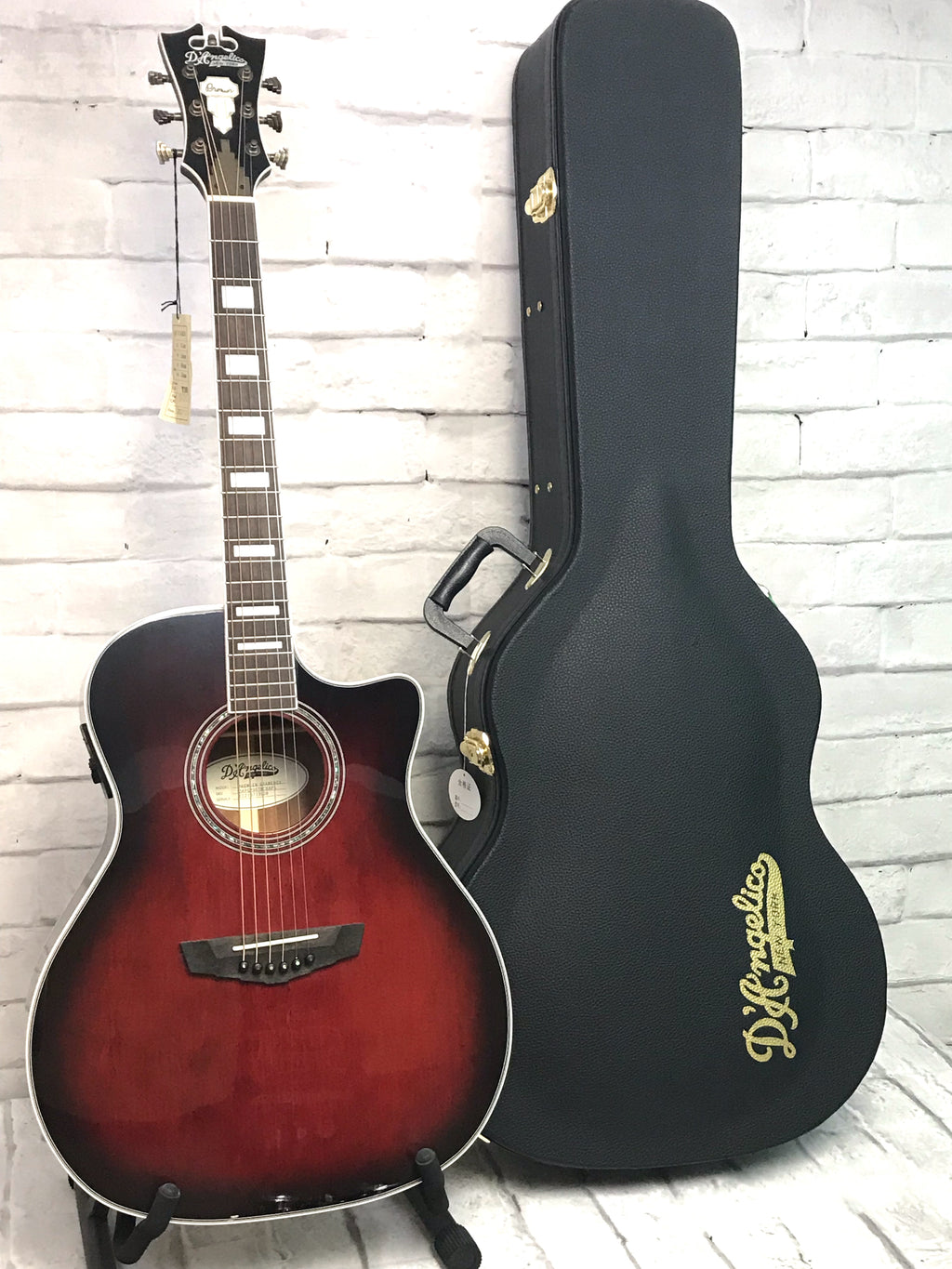 D'Angelico Premier Gramercy Acoustic-Electric Guitar With Hardshell Case, Trans Black Cherry Burst