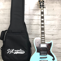 D'Angelico Premier Atlantic Mahogany Body Electric Guitar With Gig Bag, Sky Blue Gloss