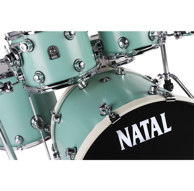 Natal Drums Cafe Racer Us Fusion 22 4-Piece Shell Pack with 22 in. Bass Drum Seafoam Green Hot Rod Suede