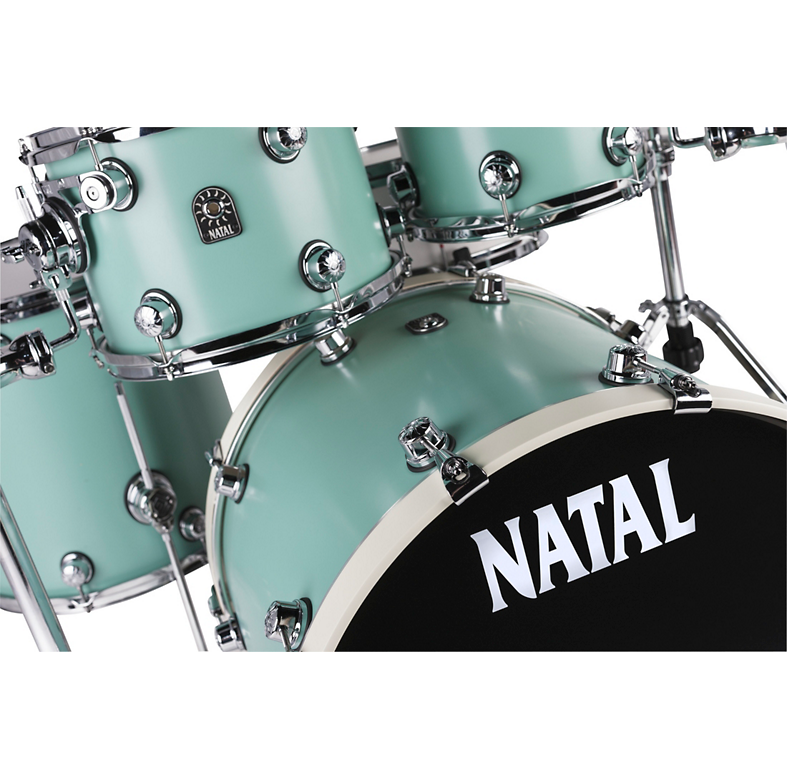 Natal Drums Cafe Racer Us Fusion 22 4-Piece Shell Pack with 22 in. Bass Drum Seafoam Green Hot Rod Suede