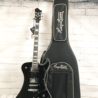Hagstrom Fantomen Electric Guitar Bundle, High Gloss Black with Gig Bag